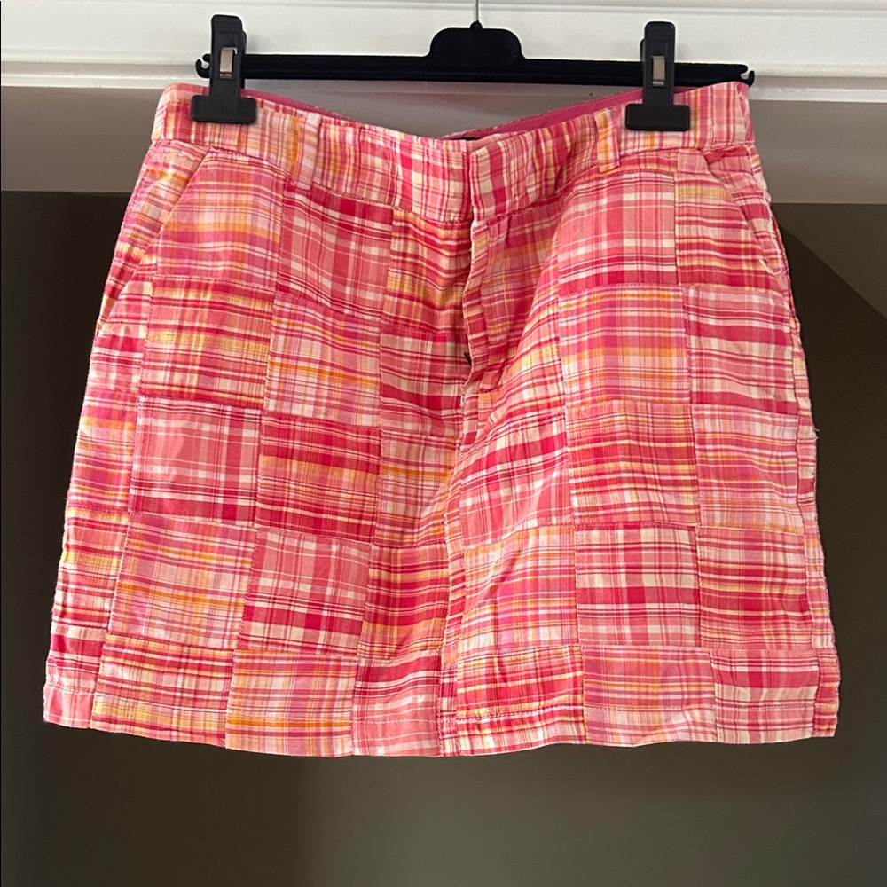 British Khaki Pink and Orange Madras Skirt